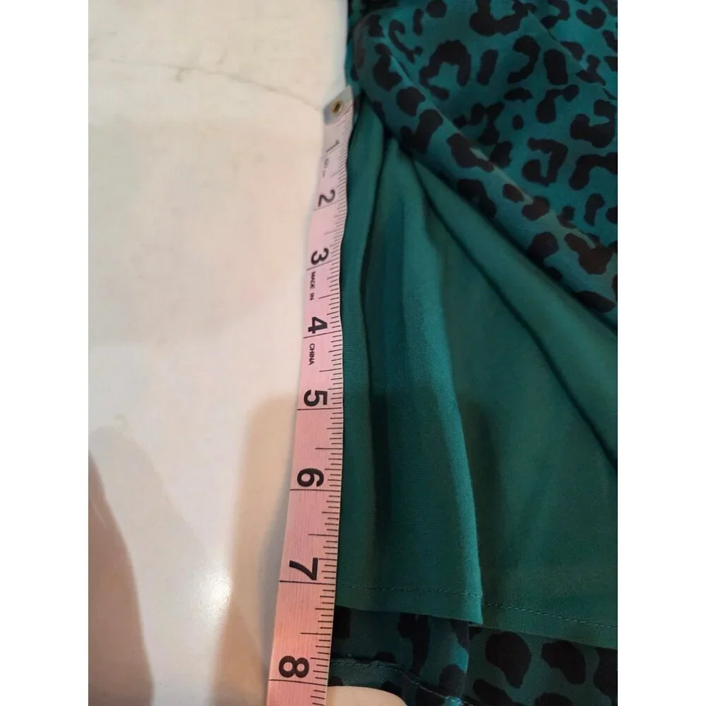 Cami‎ NYC Jessica Leopard Print Silk Satin Midi Pencil Skirt Size S In Green